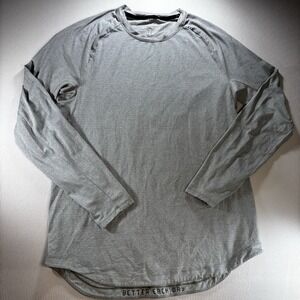 Lululemon Heather Chambray Blue Gray Men's Drysense Training Long Sleeve Shirt M